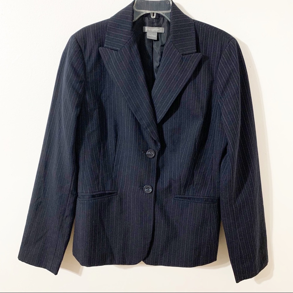 Ann Taylor Factory Fully Lined Striped Lightweight Wool Blend Blazer Career 🟦